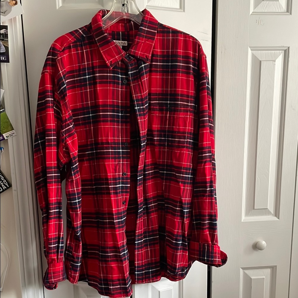 Merona Red and Black Casual Button Down Shirt